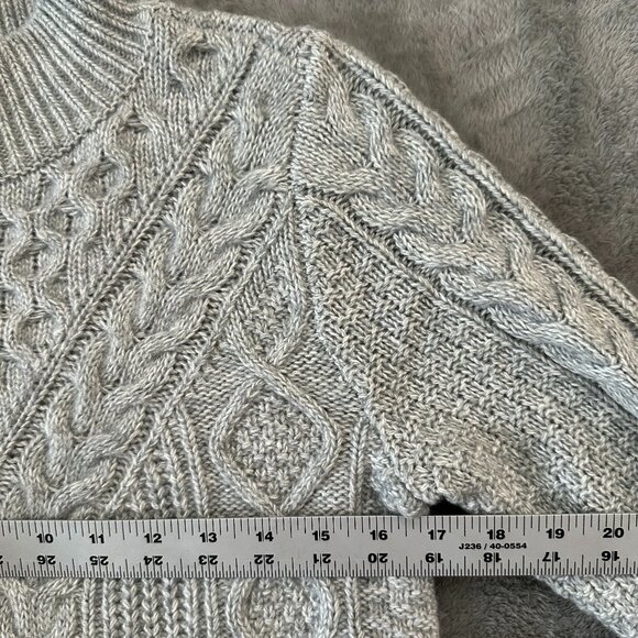 Abercrombie & Fitch Gray Cable Knit Sweater Women's SMALL Mock Neck - Picture 5 of 7